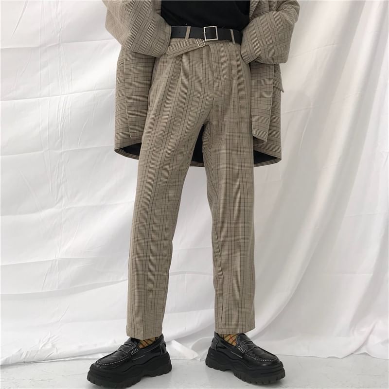 Nightbell - Geruite broek met rechte pijpen en gemiddelde taille