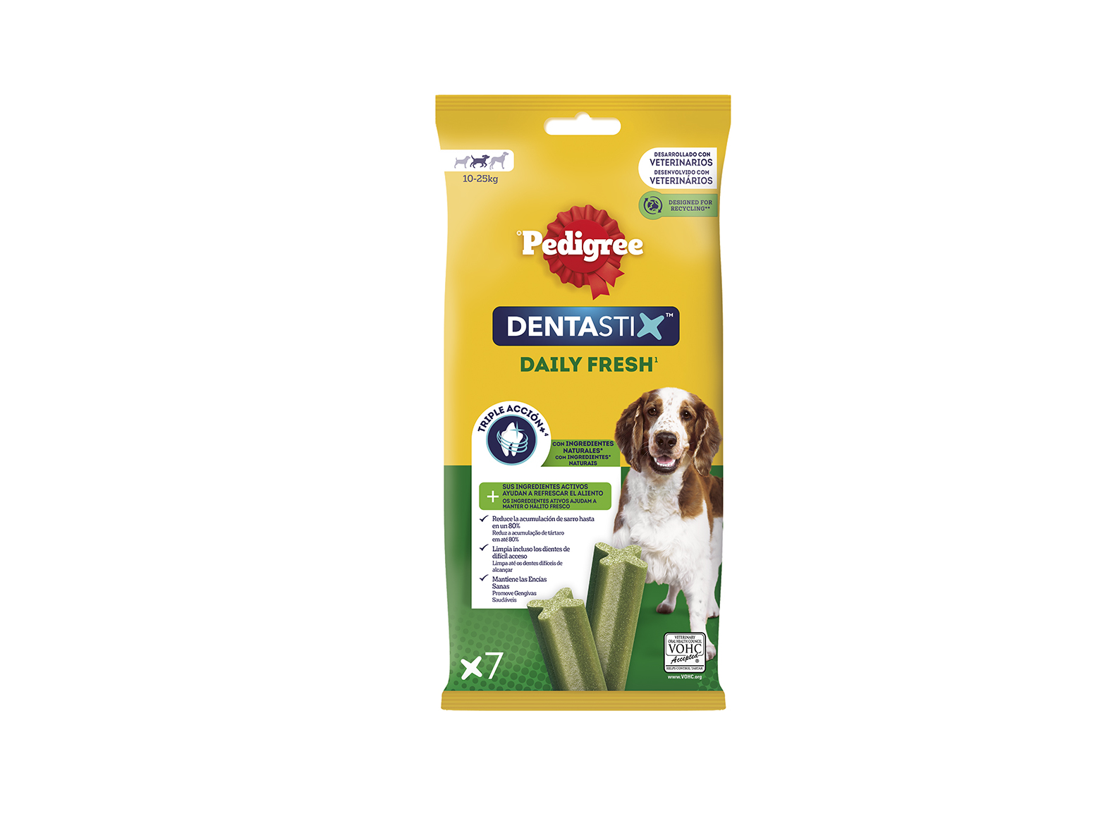 SNACKS PARA CÃO DENTASTIX PEDIGREE FRESH RAÇA MÉDIA 180G 7 UNIDADES