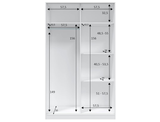 TERRE DE NUIT - Armoire avec 2 portes coulissantes blanc