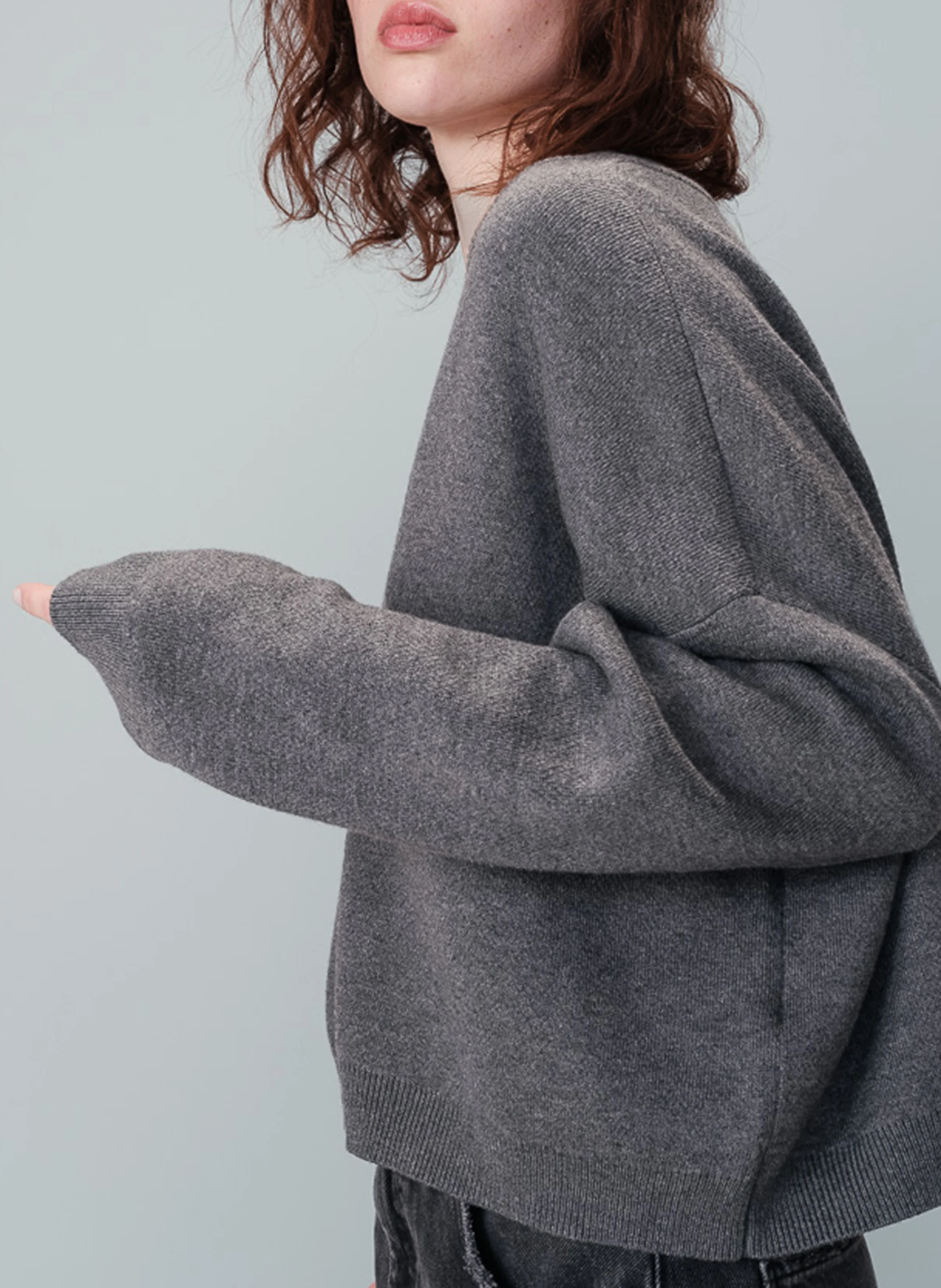 NACHO - Cardigan col V en coton mélangé | Gris
