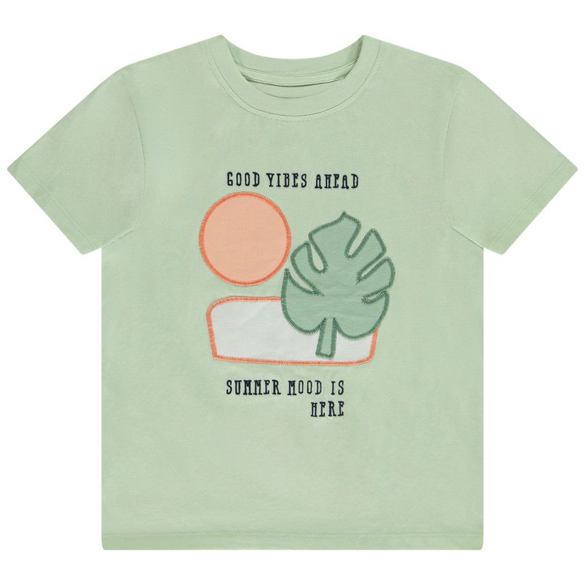 T-shirt manches courtes patchs appliqués pour garçon - Vert