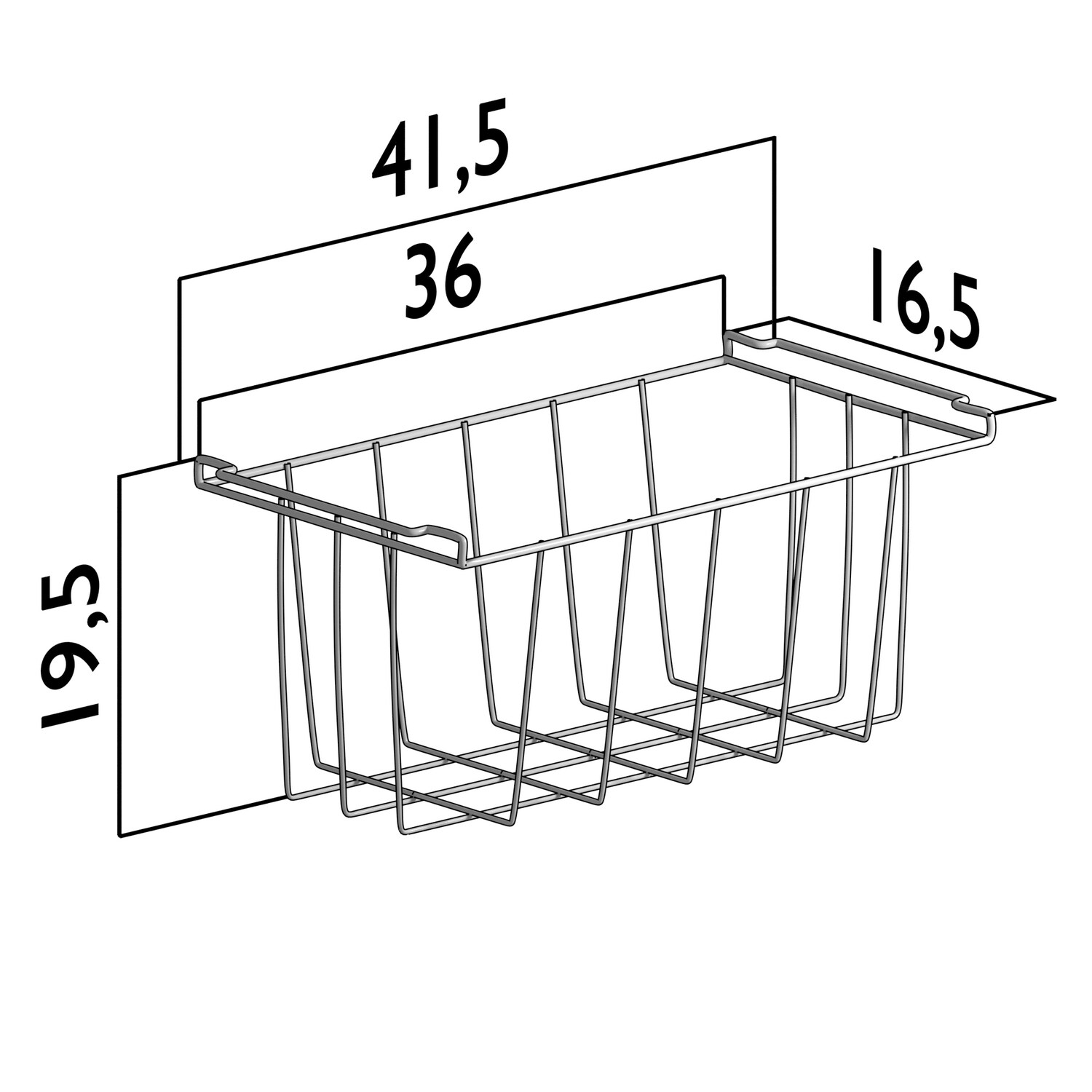 TroniTechnik® Aufbewahrungskorb 41,5cmx16cmx20cm , Einlegekorb Gefrierschrank Organizer, Drahtkorb aus Eisen mit PE-Beschichtung, Weiß