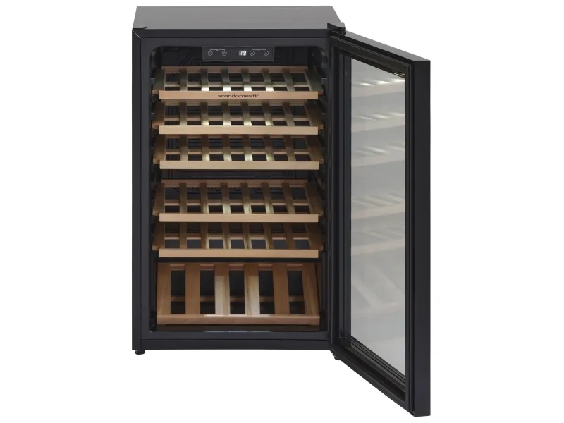 Scandomestic SV 45 B - Vinkøleskab - 1 Zone - bredde: 55 cm - dybde: 55.5 cm - højde: 83.5 cm - 115 liter - sort - Optil 45 flasker