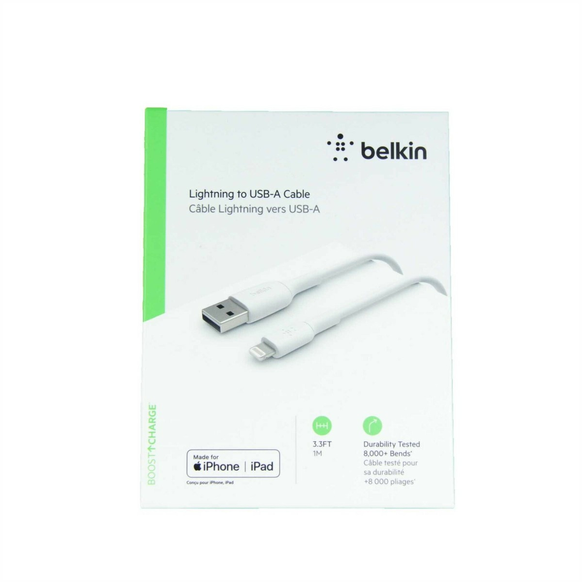 (1m) Boost Charge MFi USB A auf Lightning Ladekabel Datenkabel (CAA001bt1MWH) - Weiss