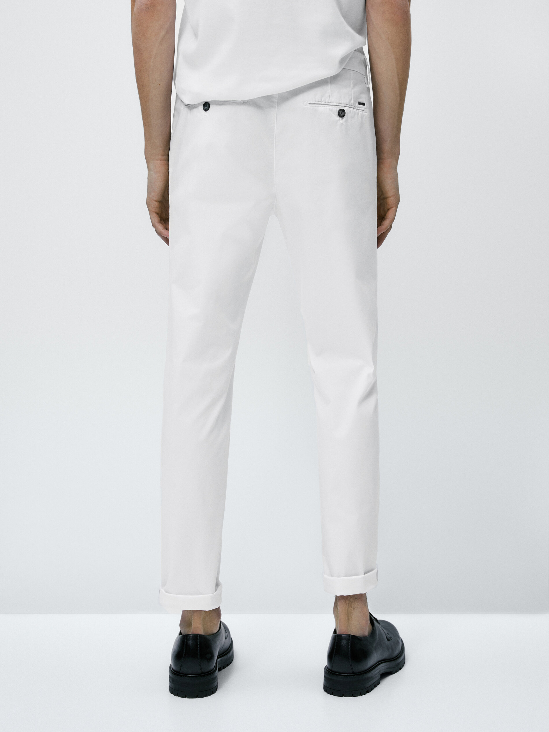 Calça chino mezcla algodón slim fit - BLANCO
