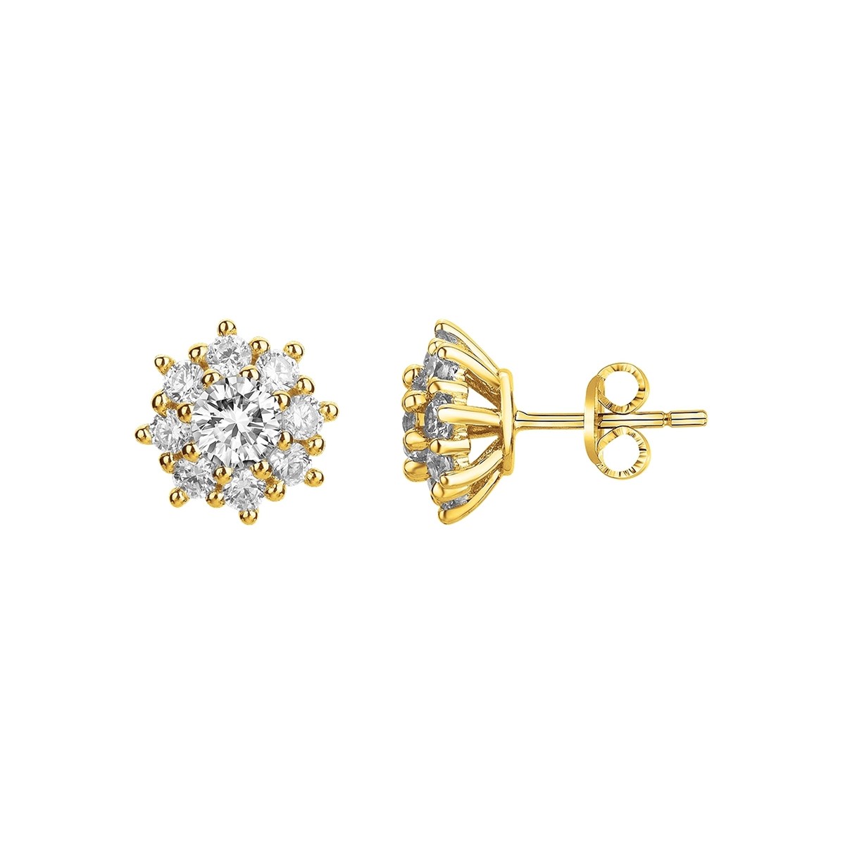 Boucles d'oreilles clous en Plaqué Or avec oxyde de zirconium blanc