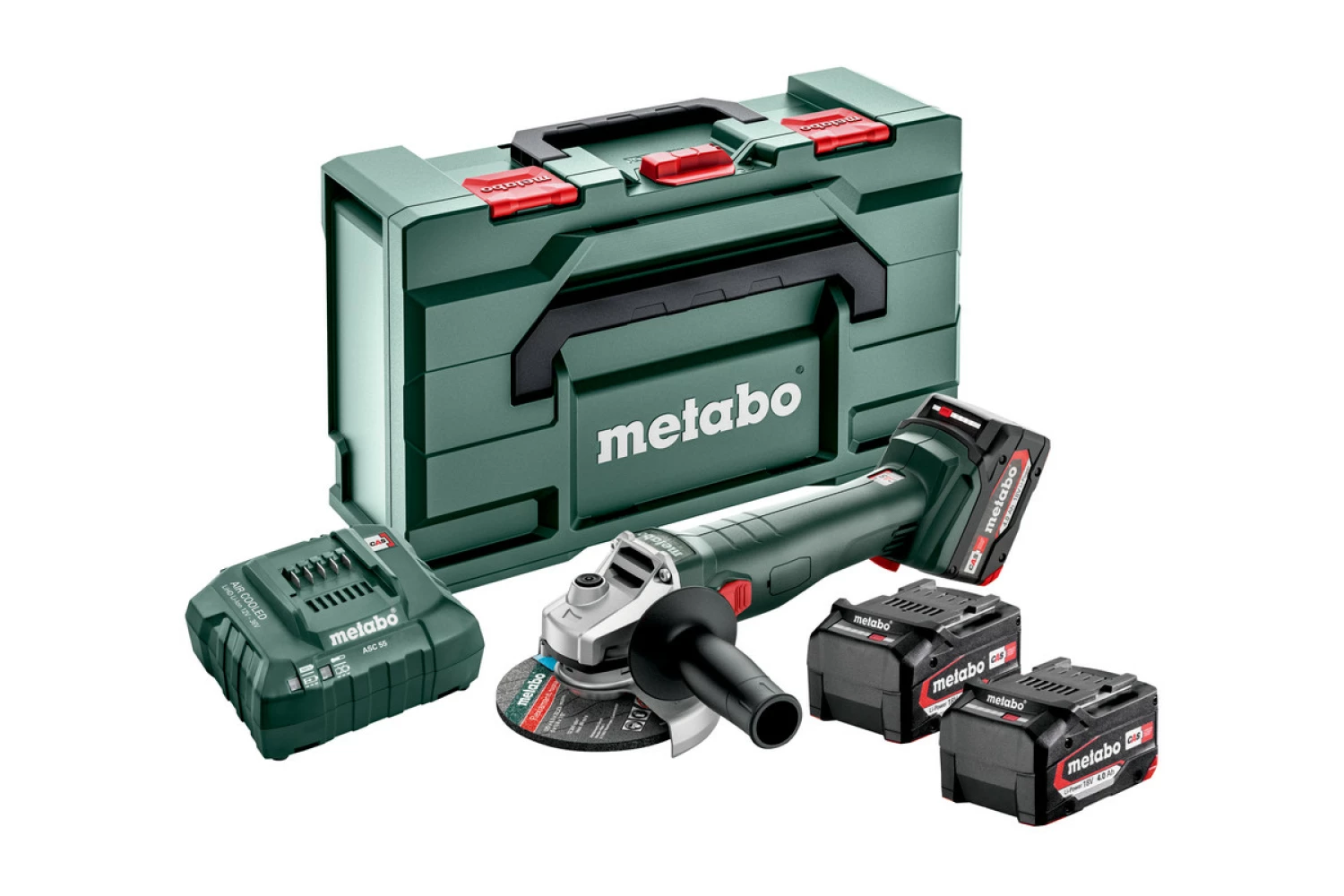 Metabo W 18 L 9-125 Quick 18V Li-ion Accu haakse slijper set (3x 4.0Ah Li-Power accu) in metaBOX