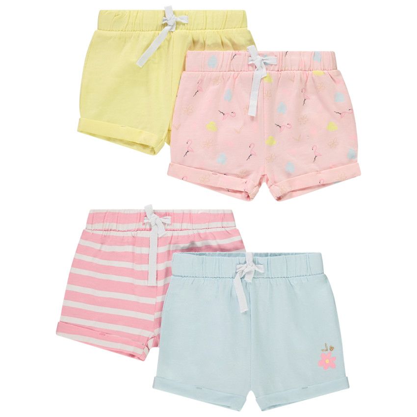 Lot de 4 shorts fantaisie en jersey slub pour bébé fille - Vert