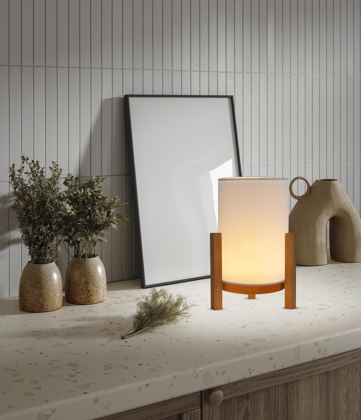 LED-Akkutischleuchte MADITA - weiß - dimmbar - 32 cm Höhe