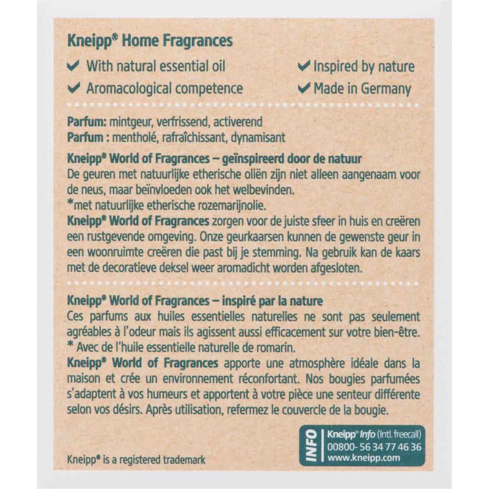 Kneipp Geurkaars Goodbye Stress - Watermint en Rosemary