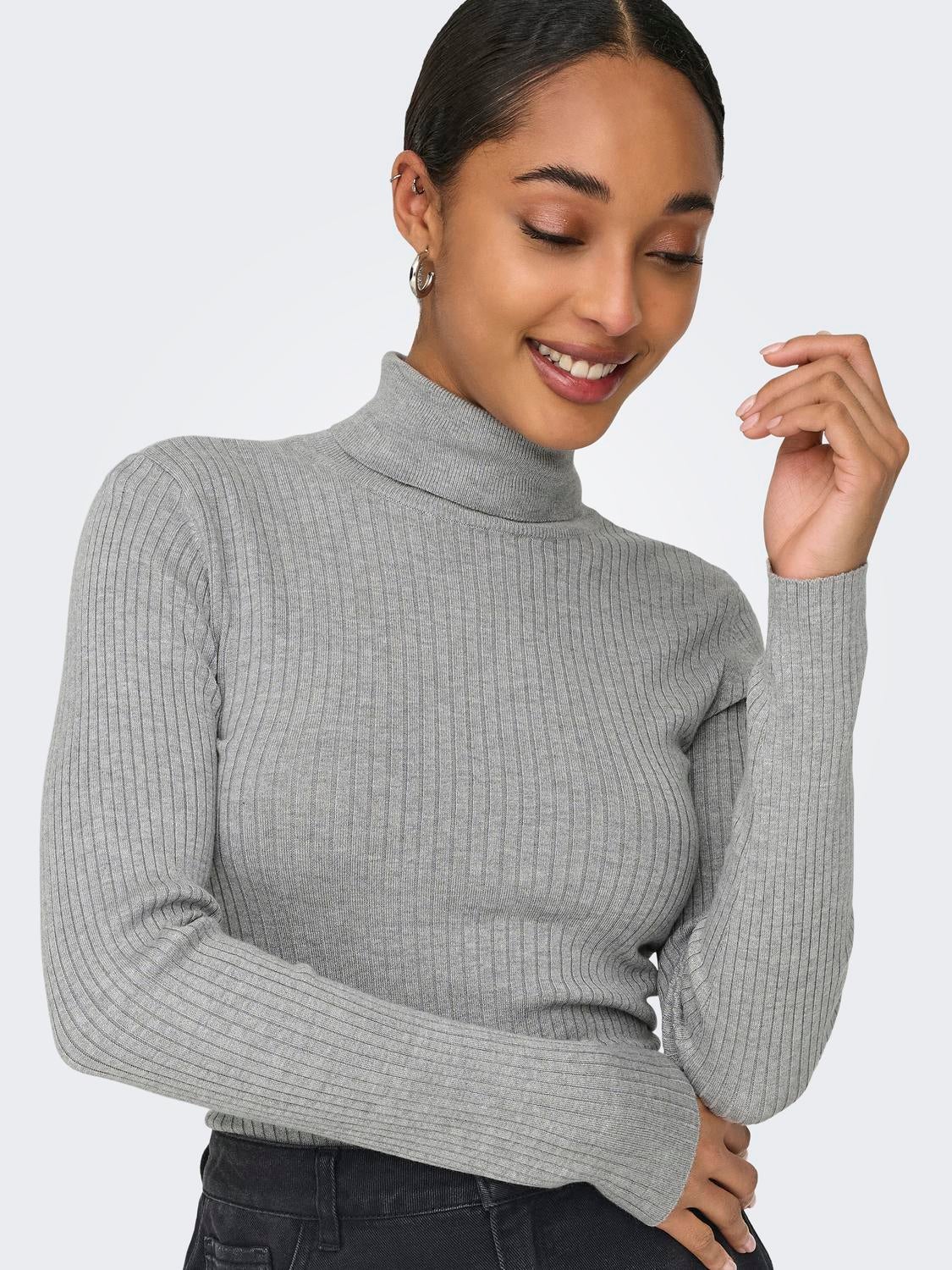 JDYPLUM Strickpullover Light Grey Melange