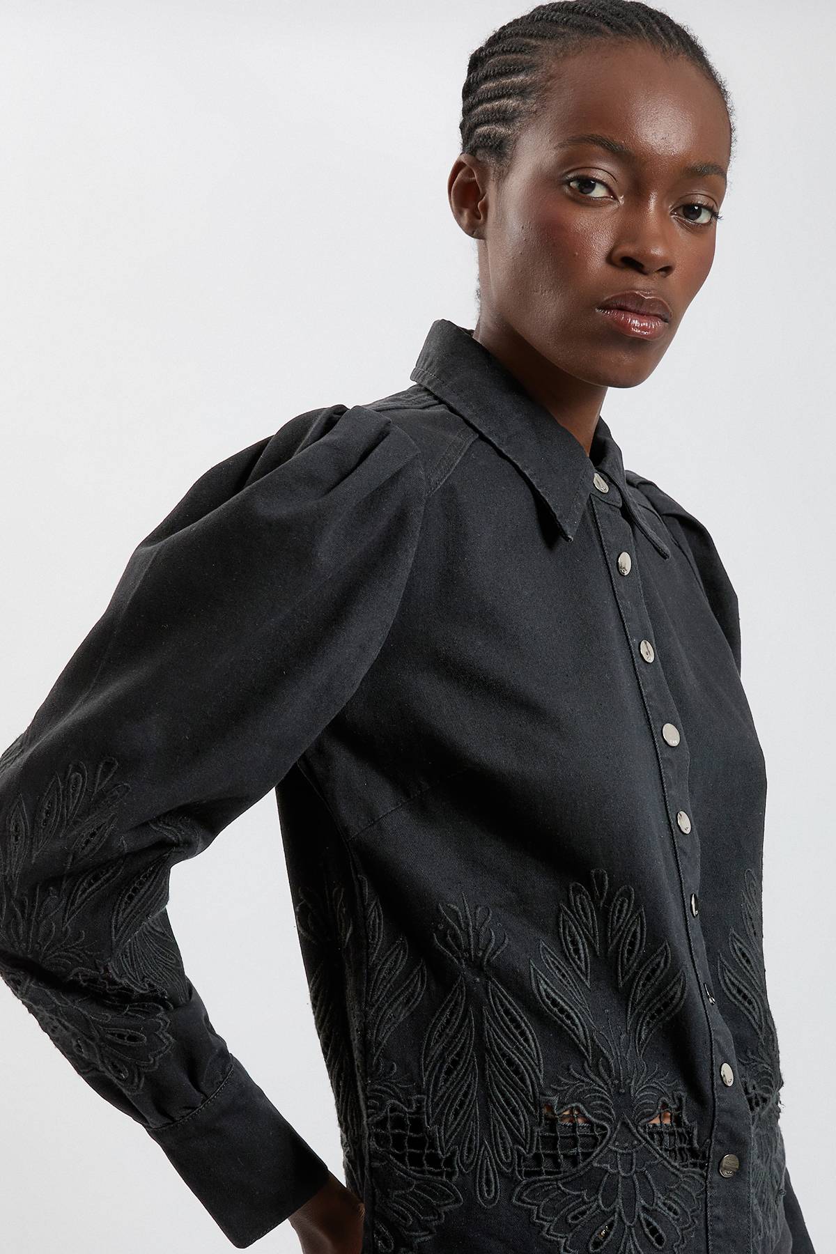 KarenMillen Chemise En Denim À Col Avec Découpes