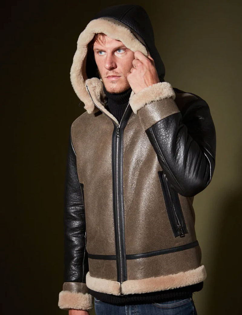 VENTCOUVERT BOMBARDIER À CAPUCHE HOMME MERINO AMAZONE CAMEL