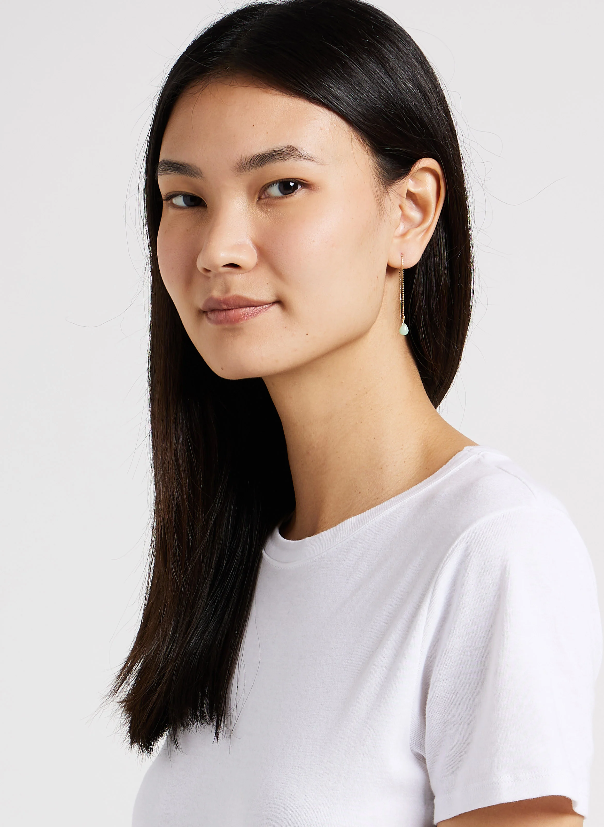 Boucle d'oreille chaine goutte | Vert