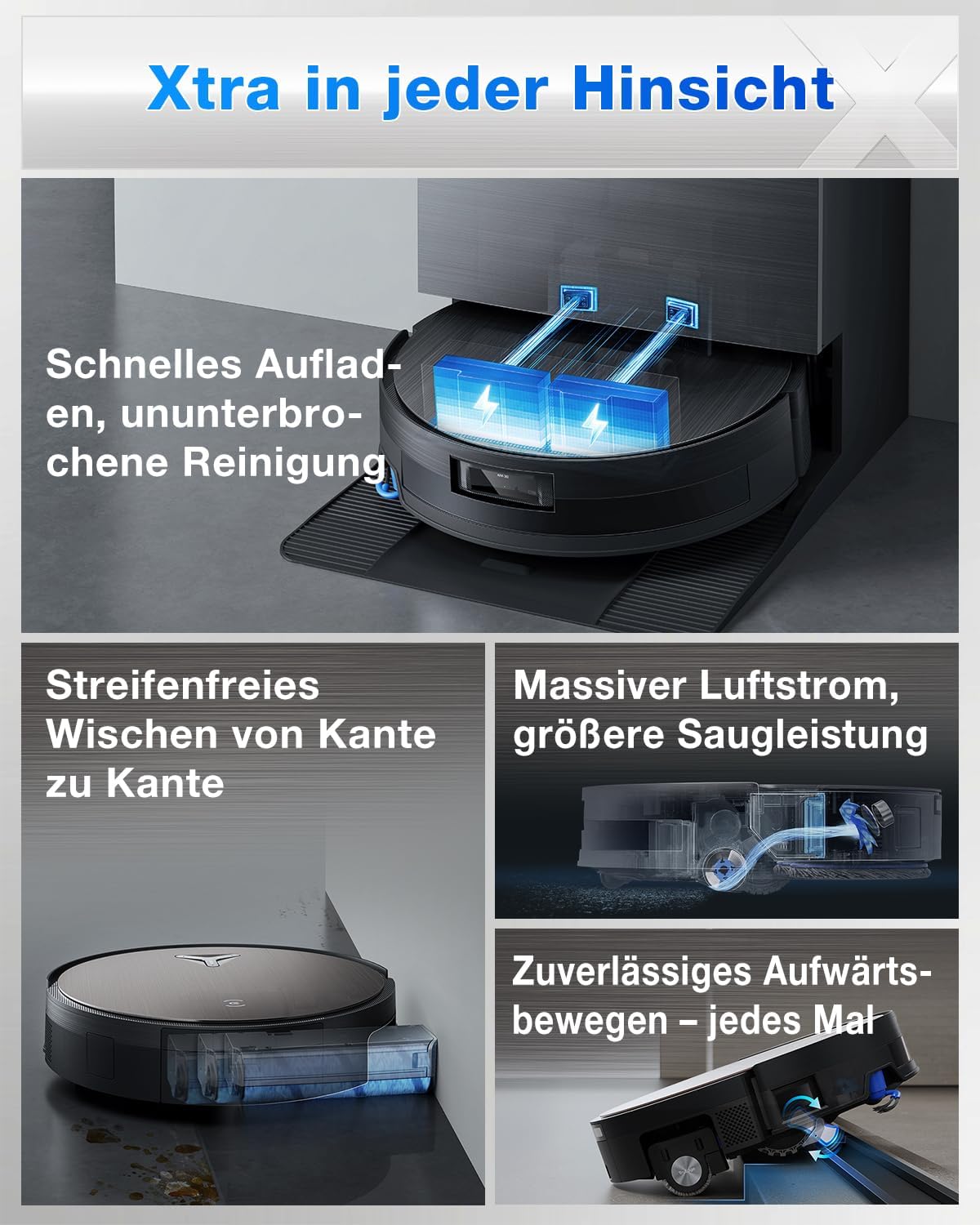 ECOVACS Deebot X11 Pro Omni Staubsaugerroboter Set, mit Blast und Leistung 19500 Pa, OZMO Roller 2.0, PowerBoost Ultra-Schnell, max. Aufstieg von 4 cm, ZeroTangle 3.0, TruEdge 3.0, Station Omni