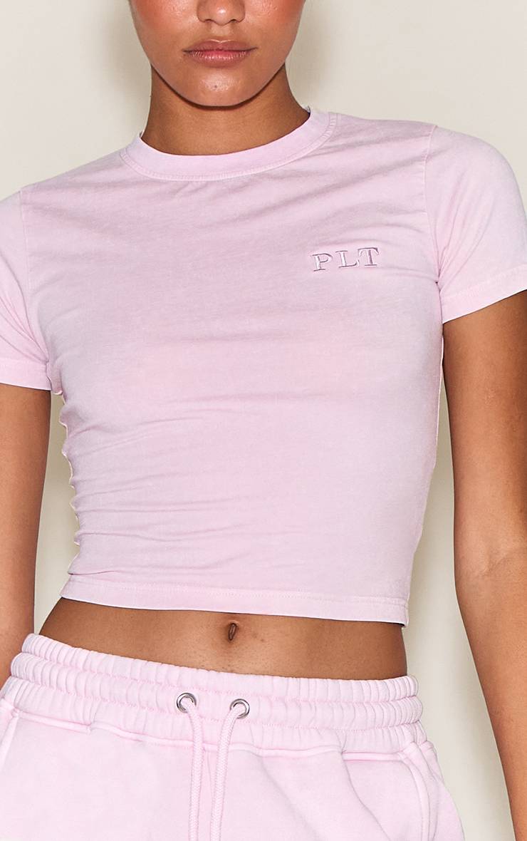 Rose Clair T-shirt Ajusté Délavé