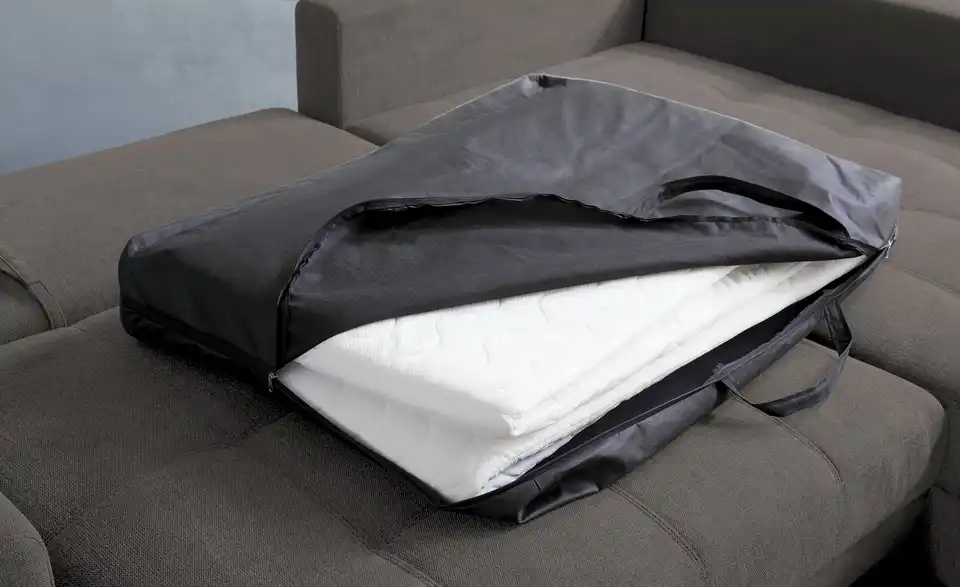 Ecksofa Arissa de Luxe Steingrau rechts Webstoff