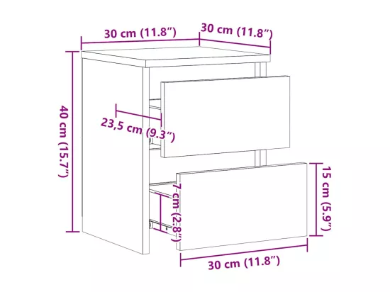 Tables de chevet 2 pcs Noir 30x30x40 cm Bois d'ingénierie