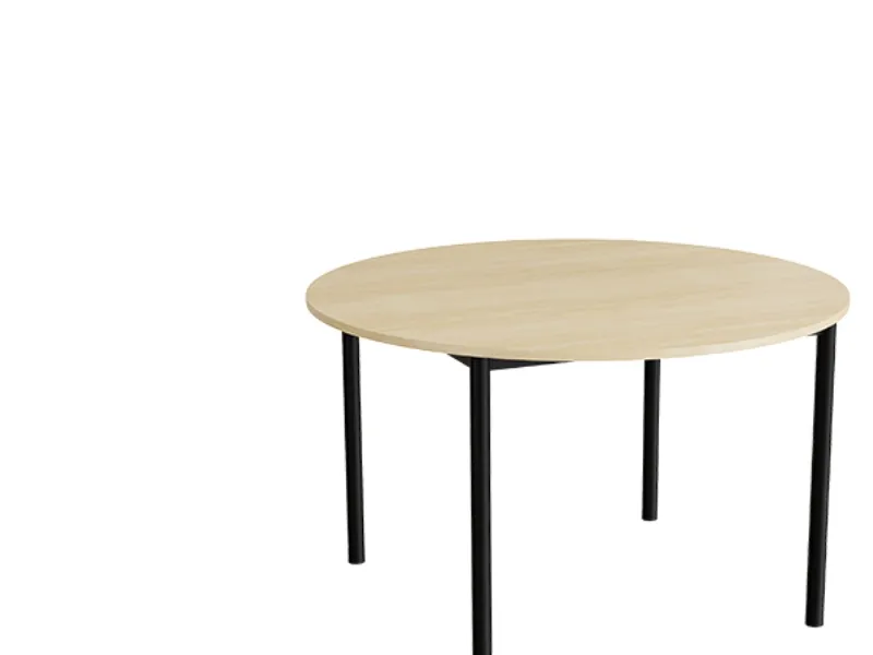Bord Combi 206, Ø1200 mm, højde 800 mm, beige linoleum på sort stel