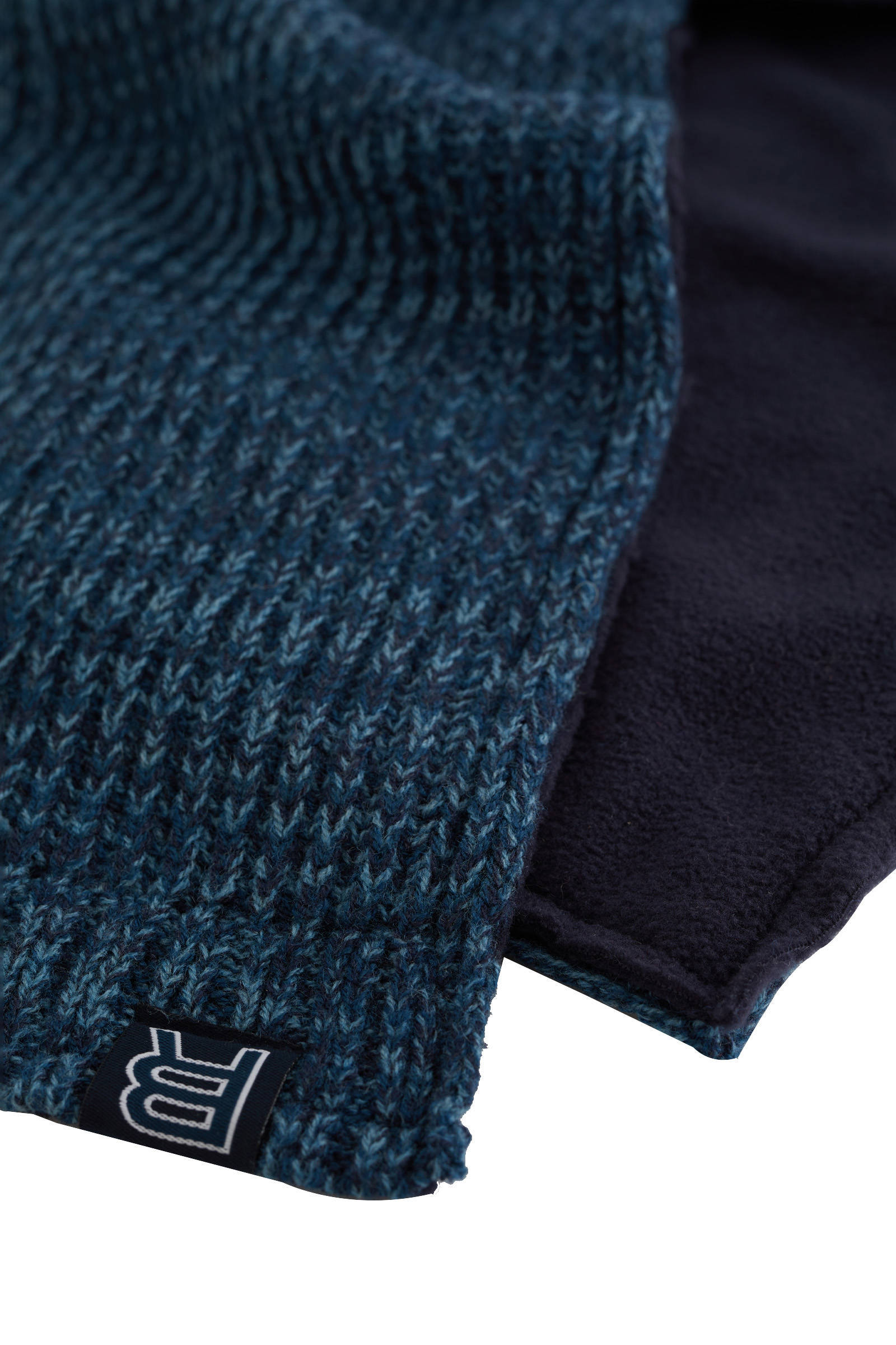 WE Fashion grof gebreide sjaal met fleecevoering donkerblauw/blauw