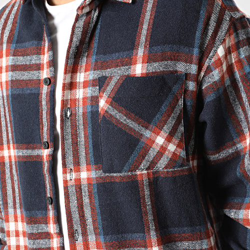 Surchemise A Carreaux 7037 Bleu Marine Rouge