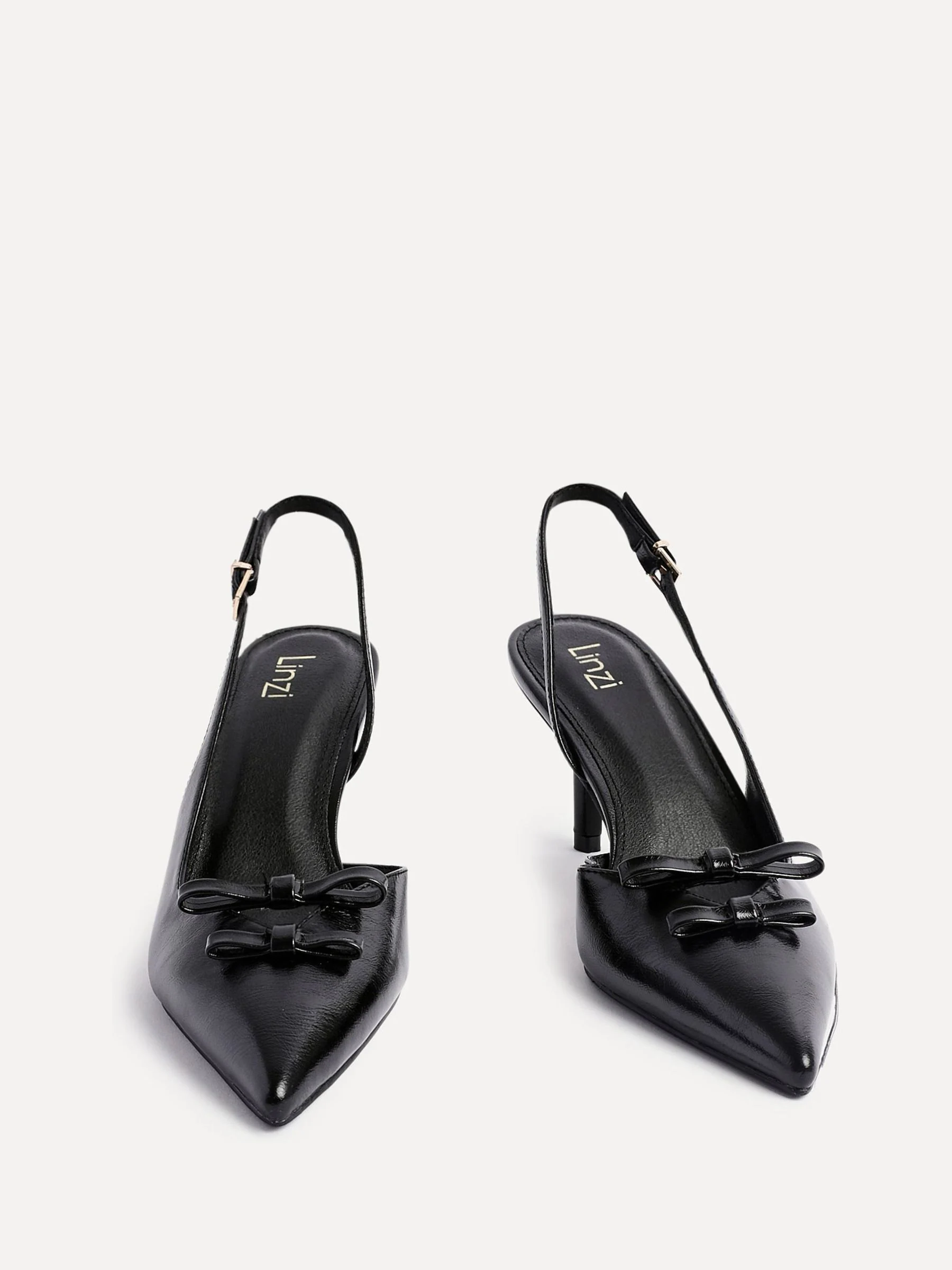 Zwart - Linzi Aysha Court Heels With Double Bow Detail