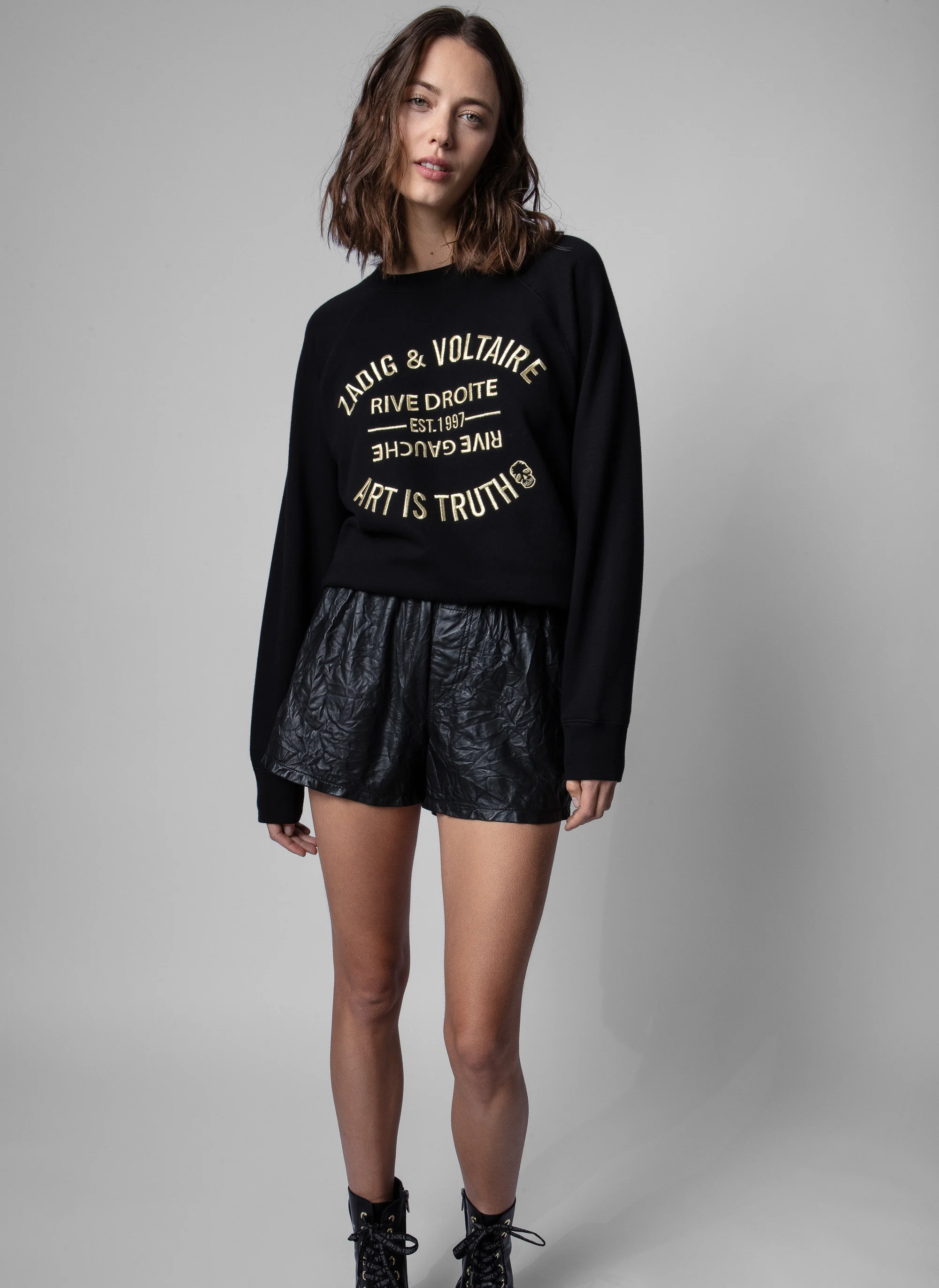UPPER - Sweat col rond brodé | Noir