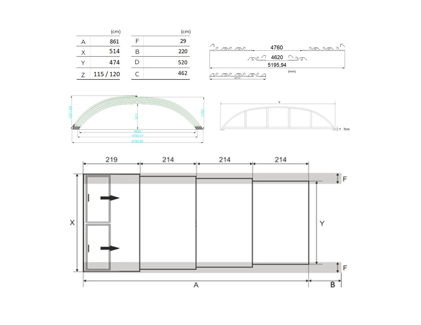 Abri de piscine horizon - 8,61x4,62 m - polycarbonate massif 3 mm - couleur ral7016 graphite