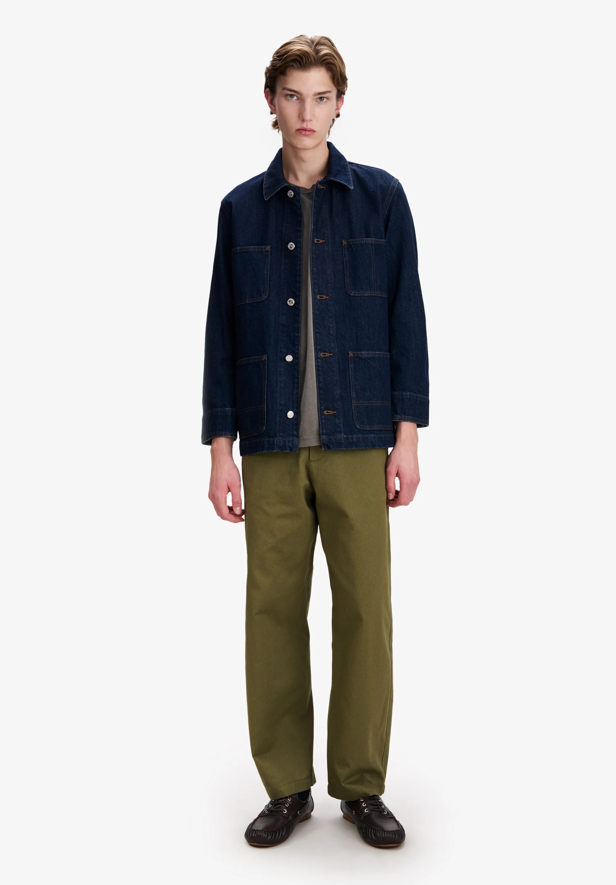 Veste workwear en denim japonais délavé - Indigo delave