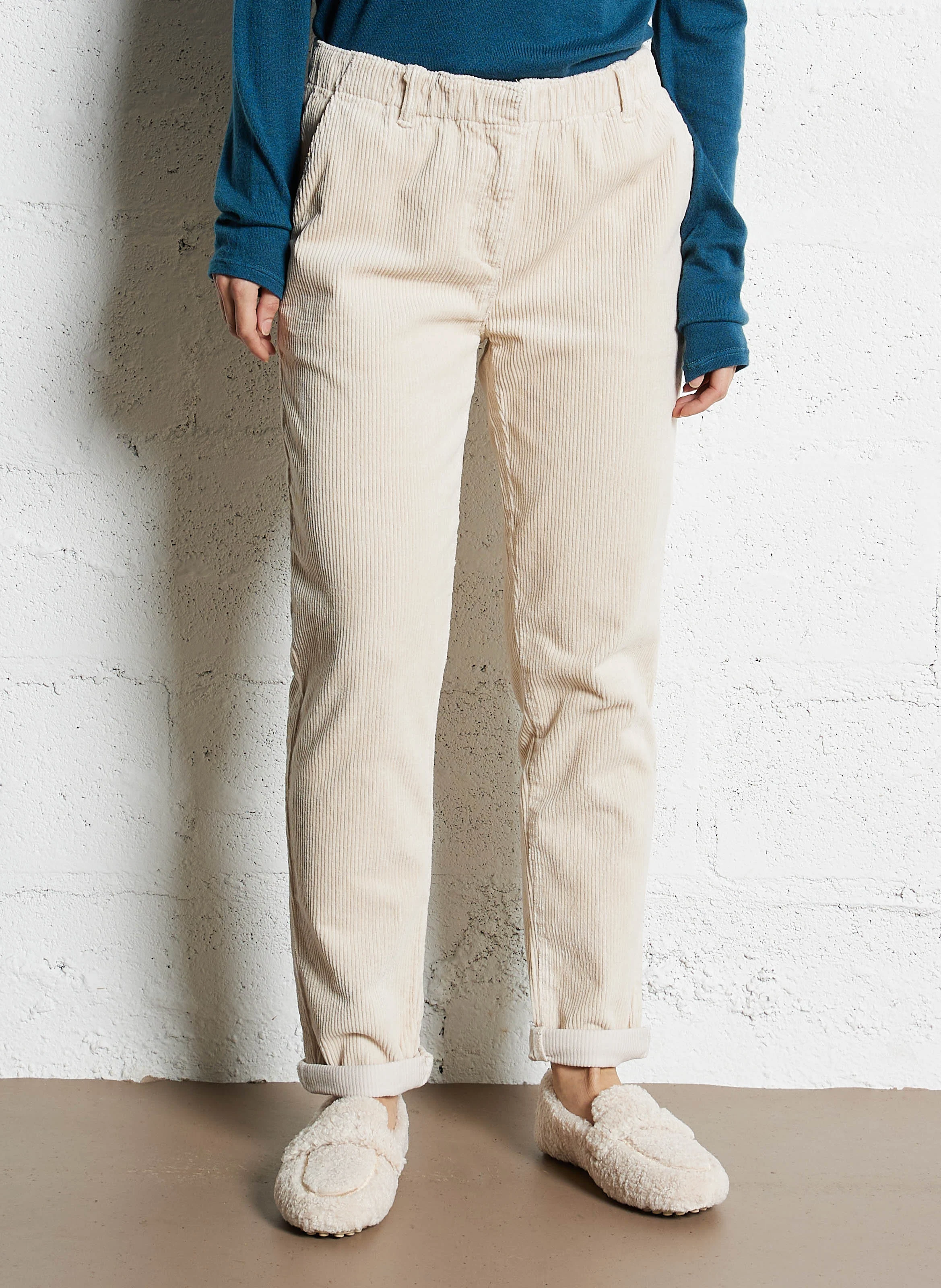 SABIL - Pantalon carotte en coton | Blanc
