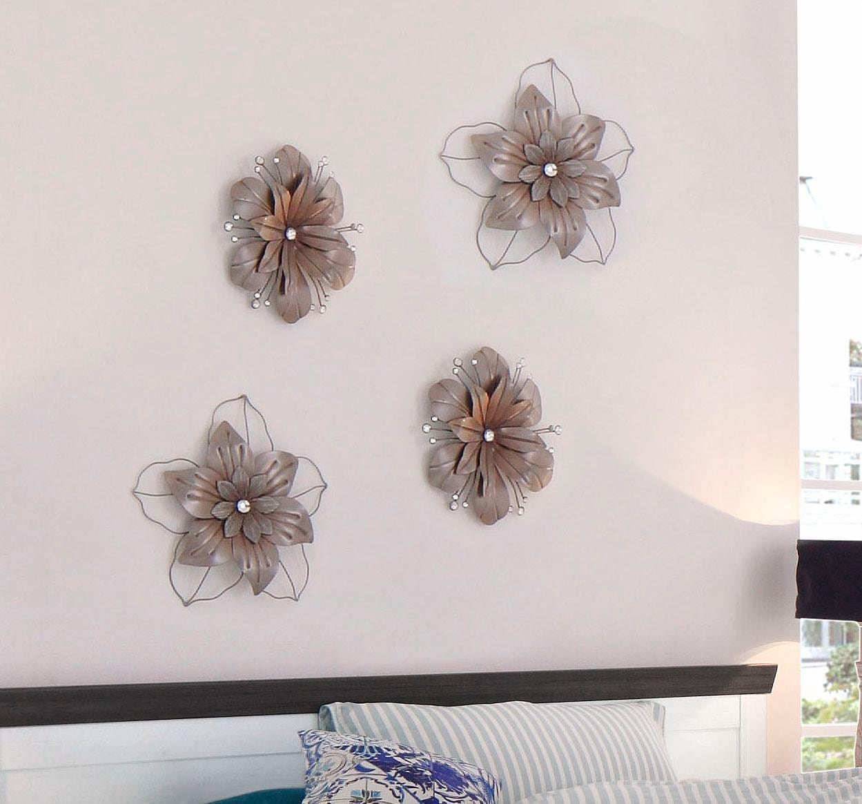 Home affaire Wanddekoobjekt »Blume« Wanddeko, aus Metall, mit Perlmutt Verzierung