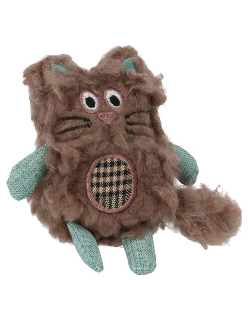 Adori Speelgoed Fluff Kat - Kattenspeelgoed - 12x13x2.5 cm Bruin