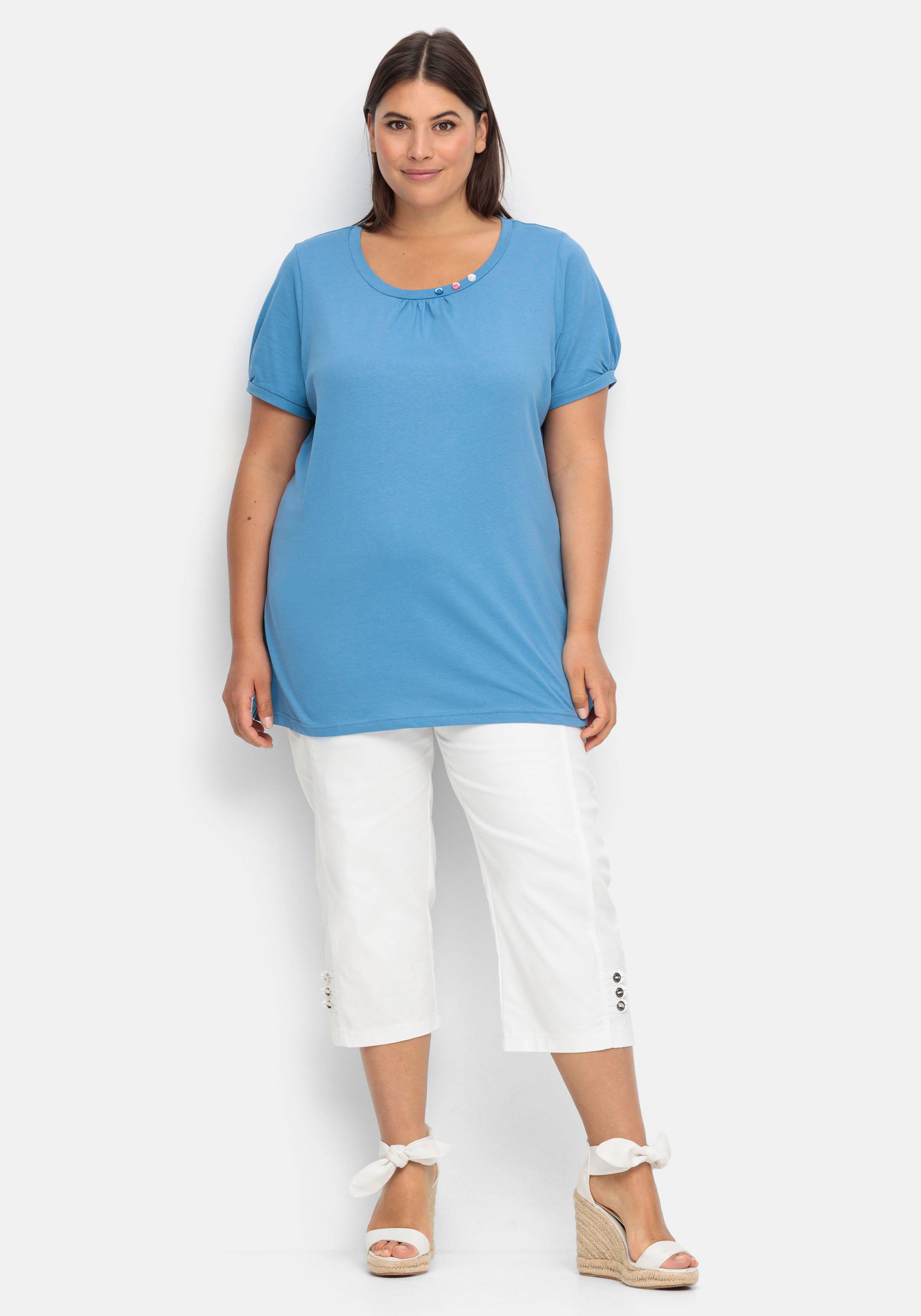 Longshirt mit Zierknöpfen am Ausschnitt