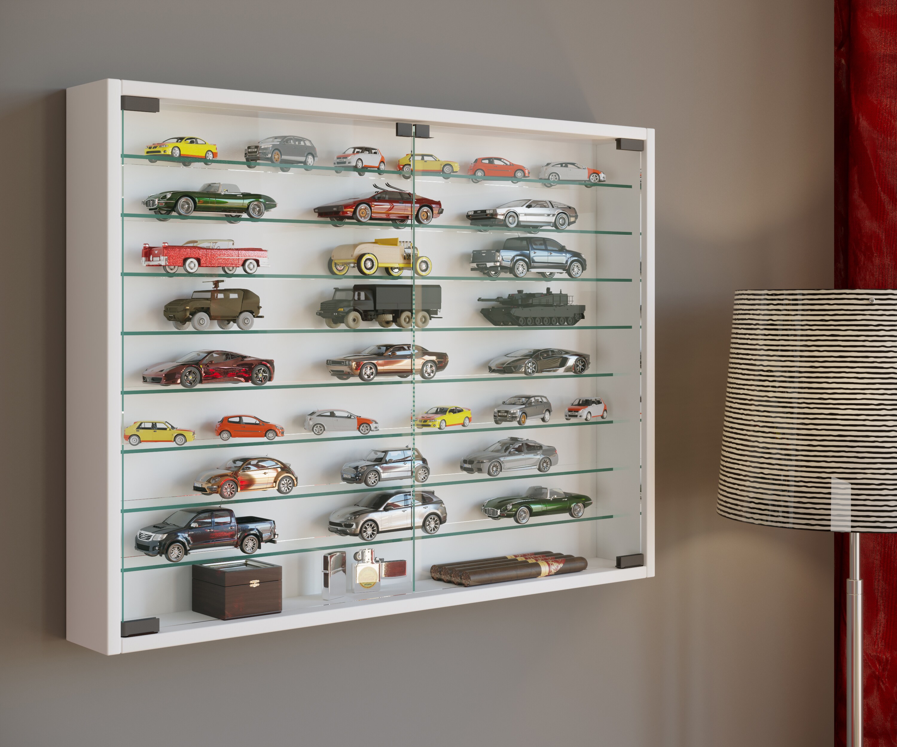 VCM Glasvitrine hängend | Vitrine Glas mit ESG-Sicherheitsglas | Maße: H. 60 x B. 80 x T. 10 cm | Hängevitrine Glas | Modern und platzsparend | Glas Vitrinenschrank - Mandosa XXL