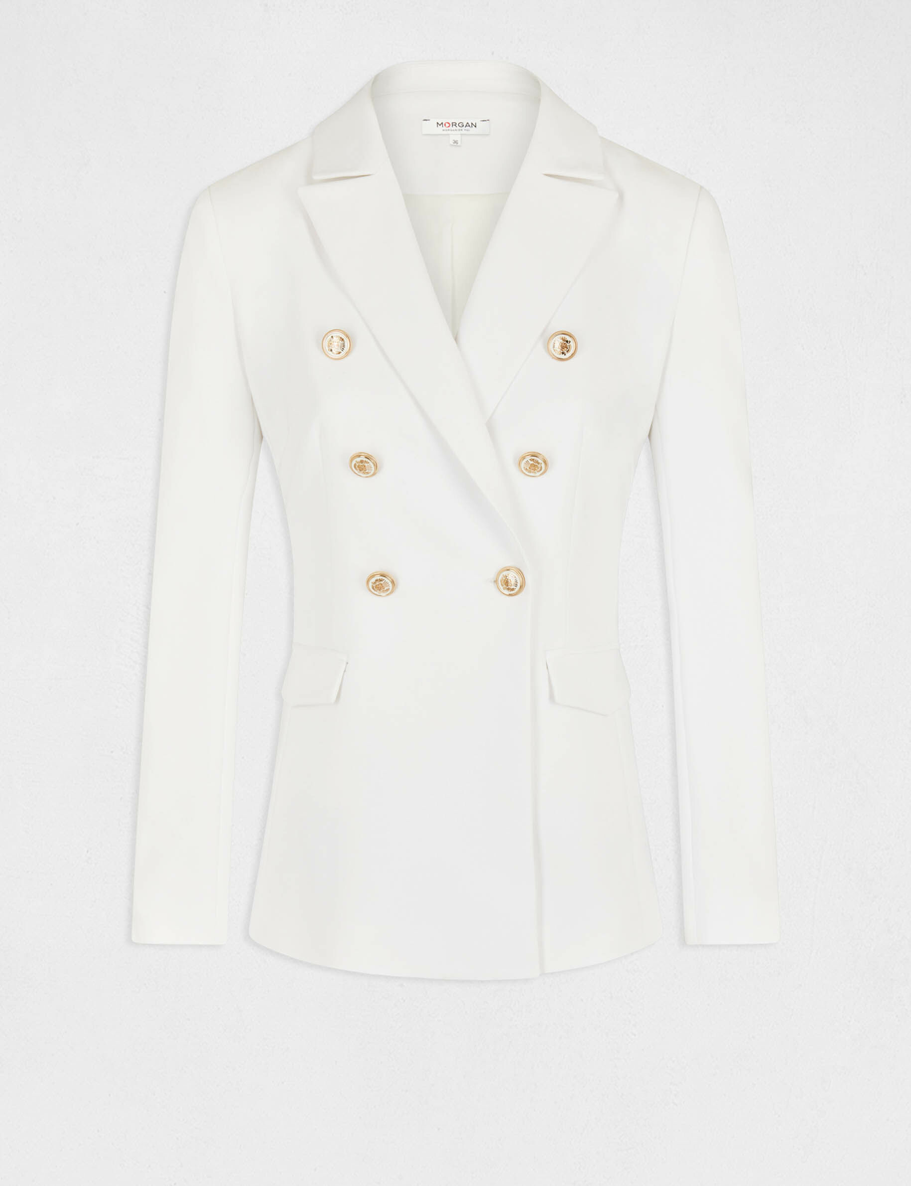 Veste cintrée avec boutons ecru femme - ecru