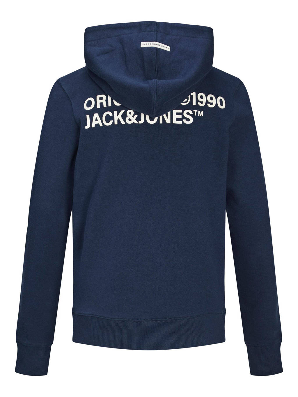JACK & JONES hoodie JORWORLDWIDEmet tekst donkerblauw