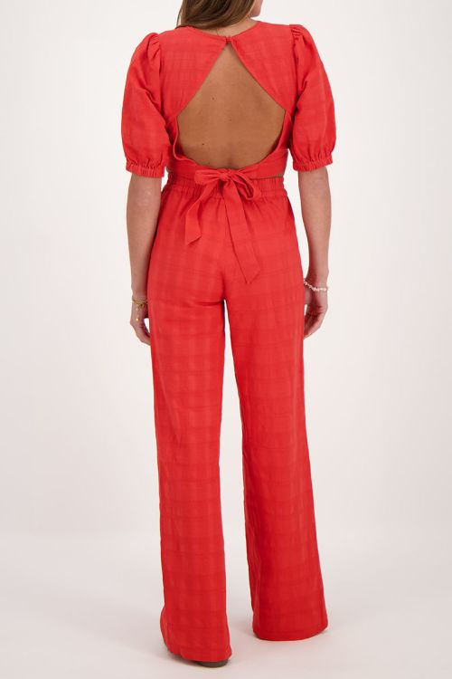 Rode wide leg broek met elastiek