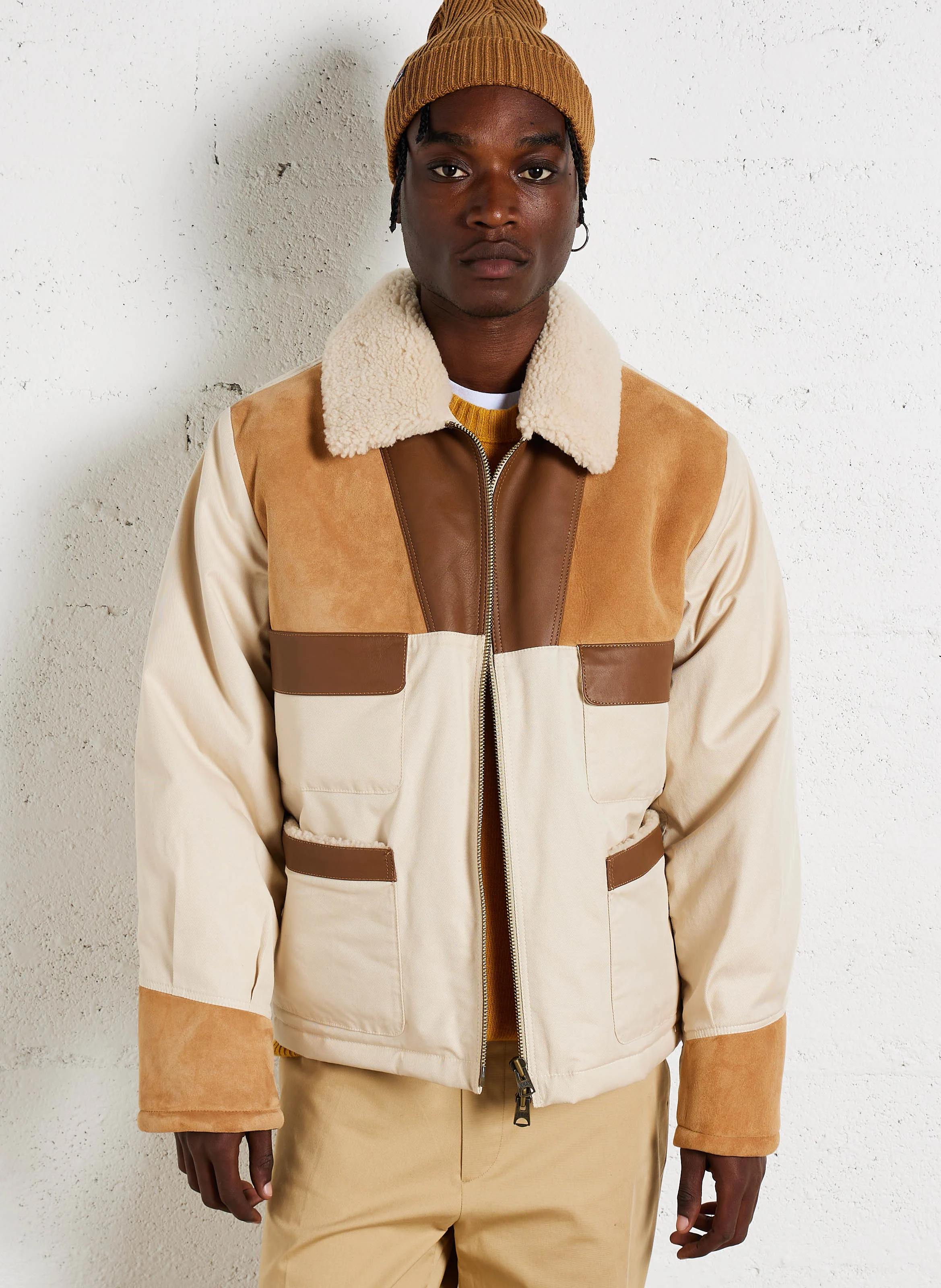 BOUME - Manteau col classique droit en coton mélangé | Beige