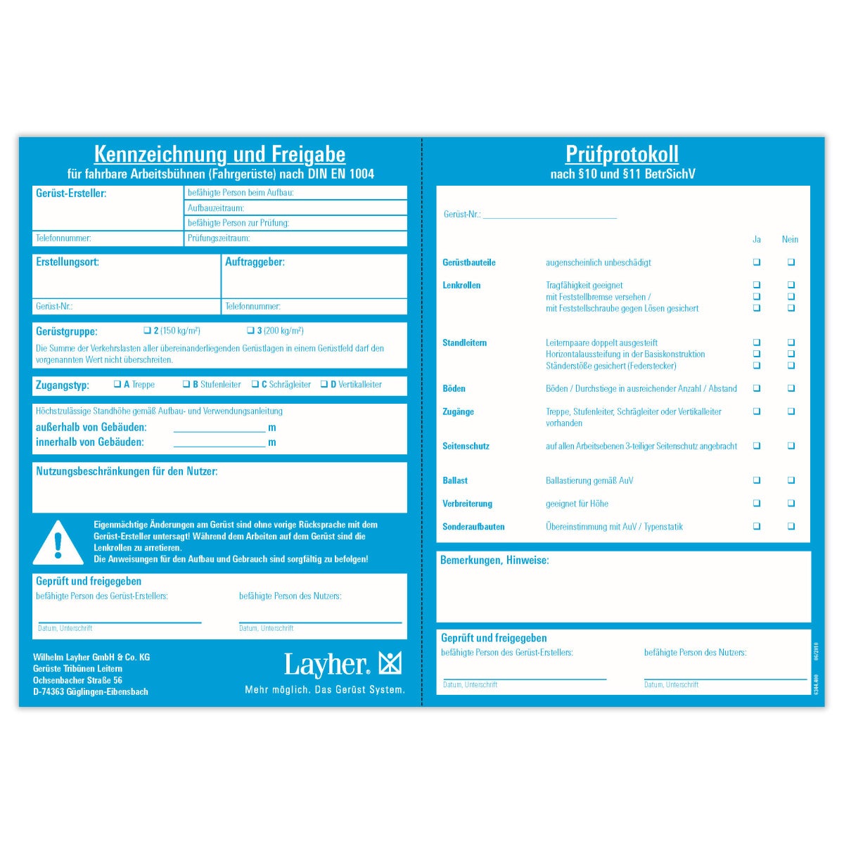 Layher FG markeerblok, 50 stuks