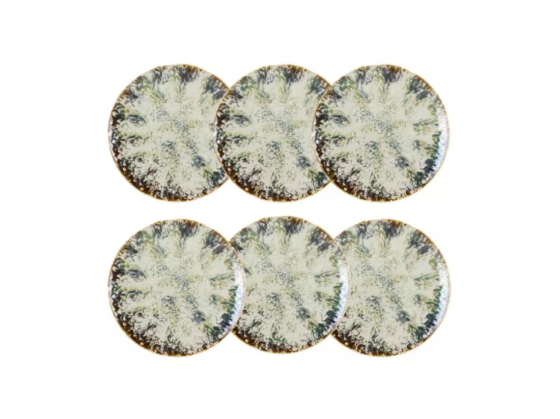 Novastyl - Lot 6 Assiettes Plates Maka 27cm En Porcelaine