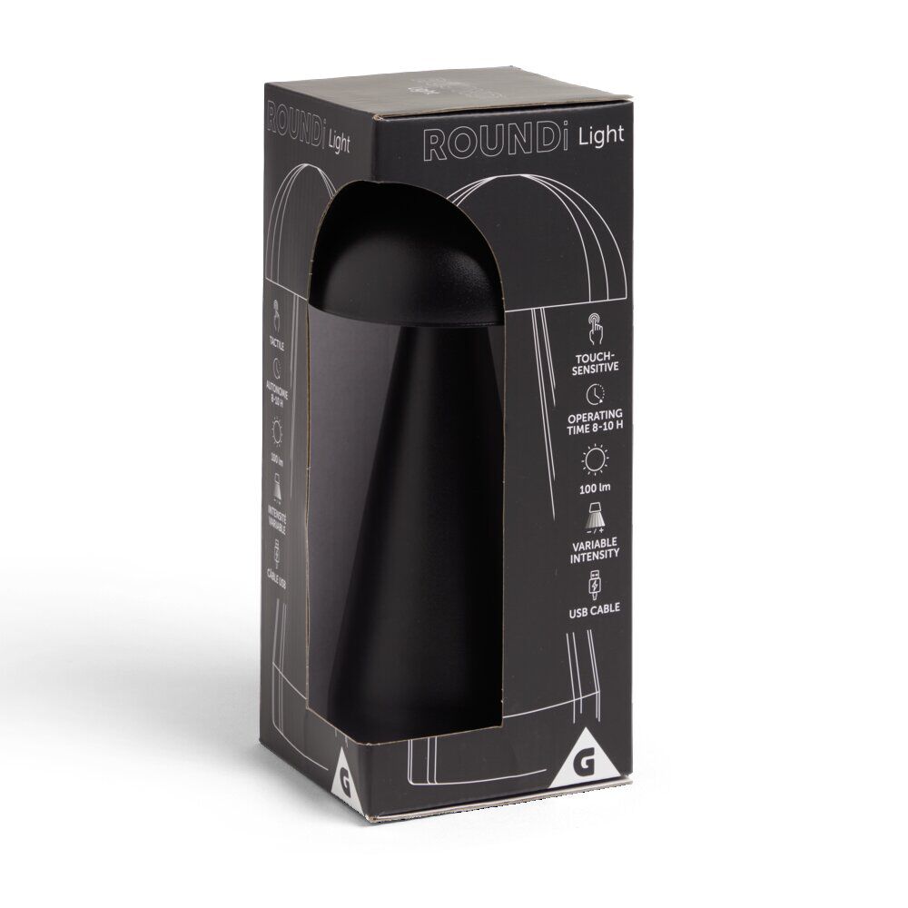 Lampe de table Roundi USB tactile noire Ø9,5xH22,5cm
