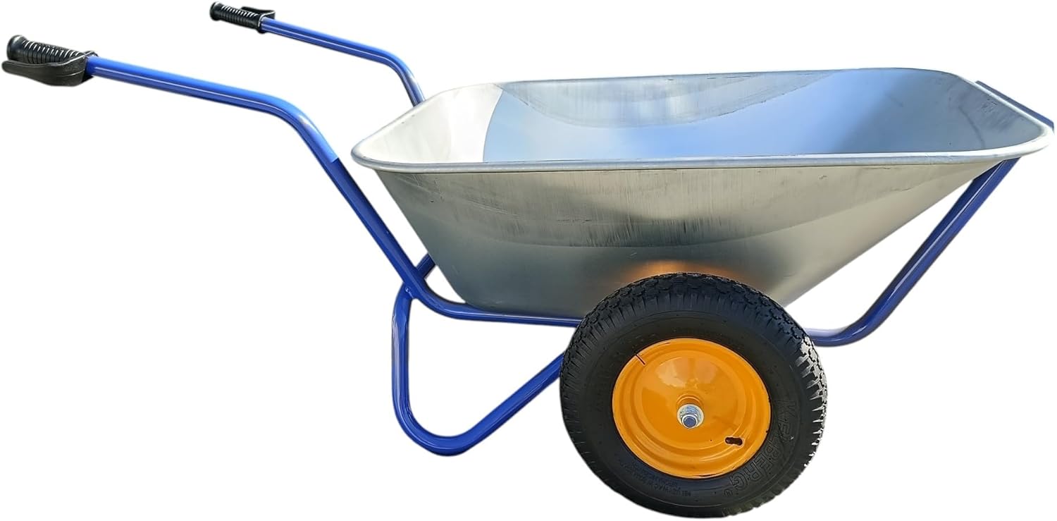 Schubkarre 200 L 2-Rad (Stallkarre) – verzinkte Stahlmulde, 32/2-mm Rahmen – 300 kg, Luftreifen 400-8 4PR, Kugellager – für Stall/Hof/Garten, ergonomische Griffe mit Handschutz