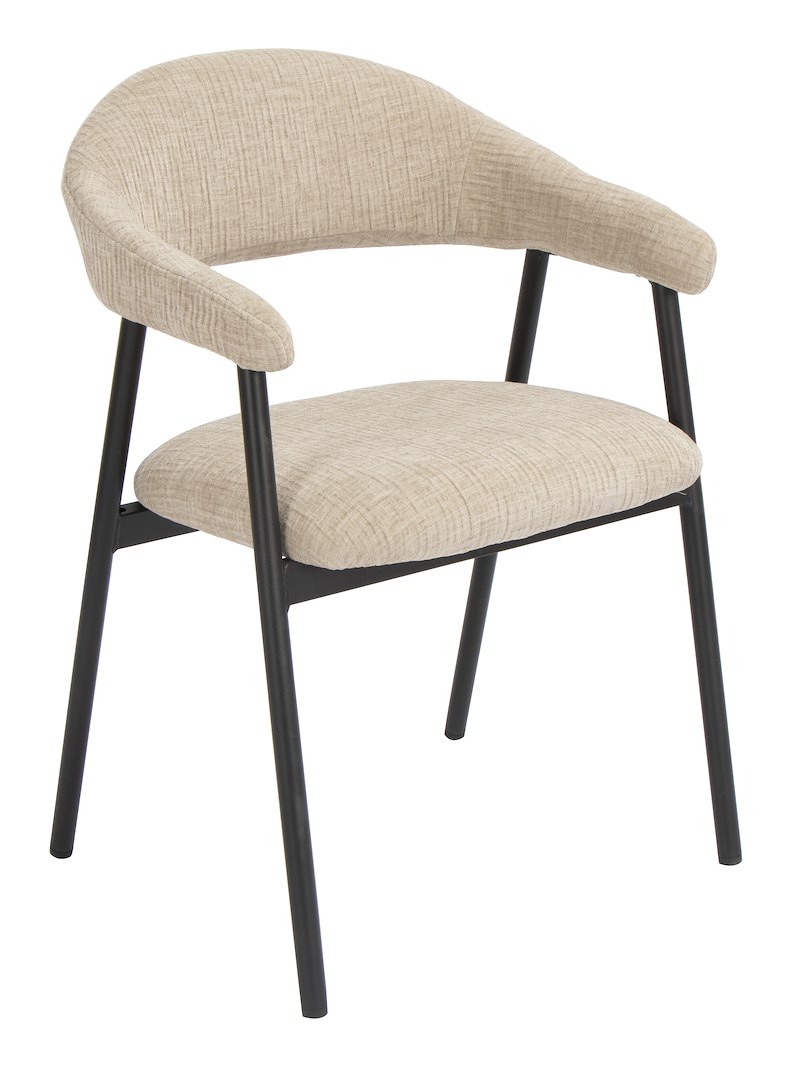 Walter spisestol i tekstil Over the Horison 08 Beige med Sortlakkerte stålben