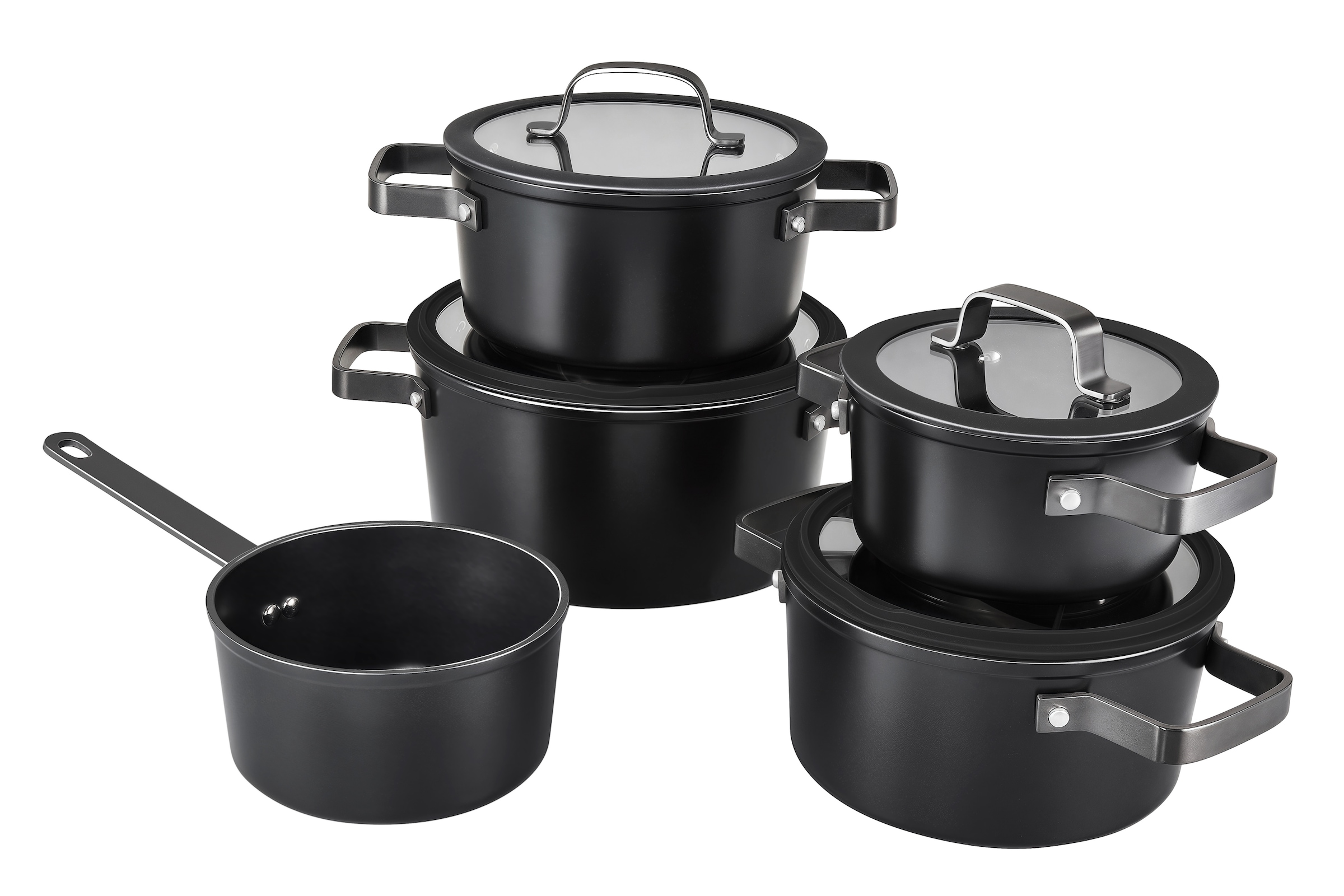 Hanseatic Topf-Set »ALU PRO« Set, Fleischtopf 1x 16 cm / 2x 20 cm / 1x 24 cm, Stielkasserolle 16 cm, 9 Stk. tlg. Aluminium