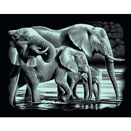Mammut 137001 Scraper Kratzbild Elefanten, silber, groß