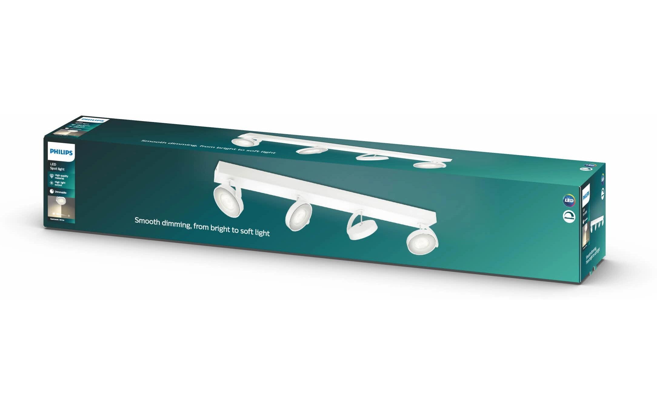 Aufbauspot Clockwork, 4 x 4.5 W, 2000 lm, 2700 K, Weiss<br>Aufbauleuchte mit beweglichem Leuchtenkopf
