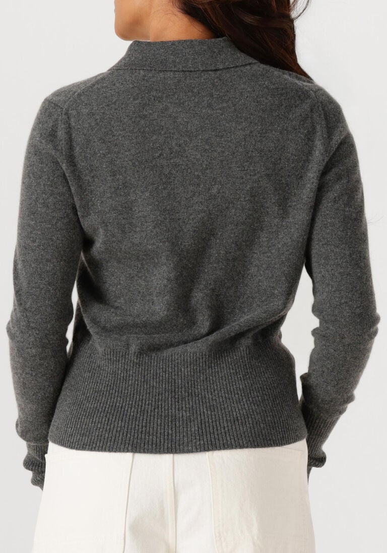 donkergrijze closed trui cardigan with collar