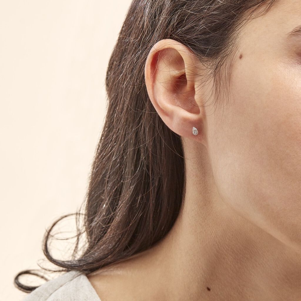 Boucles D'oreilles Puces Nevena Or Blanc Diamant