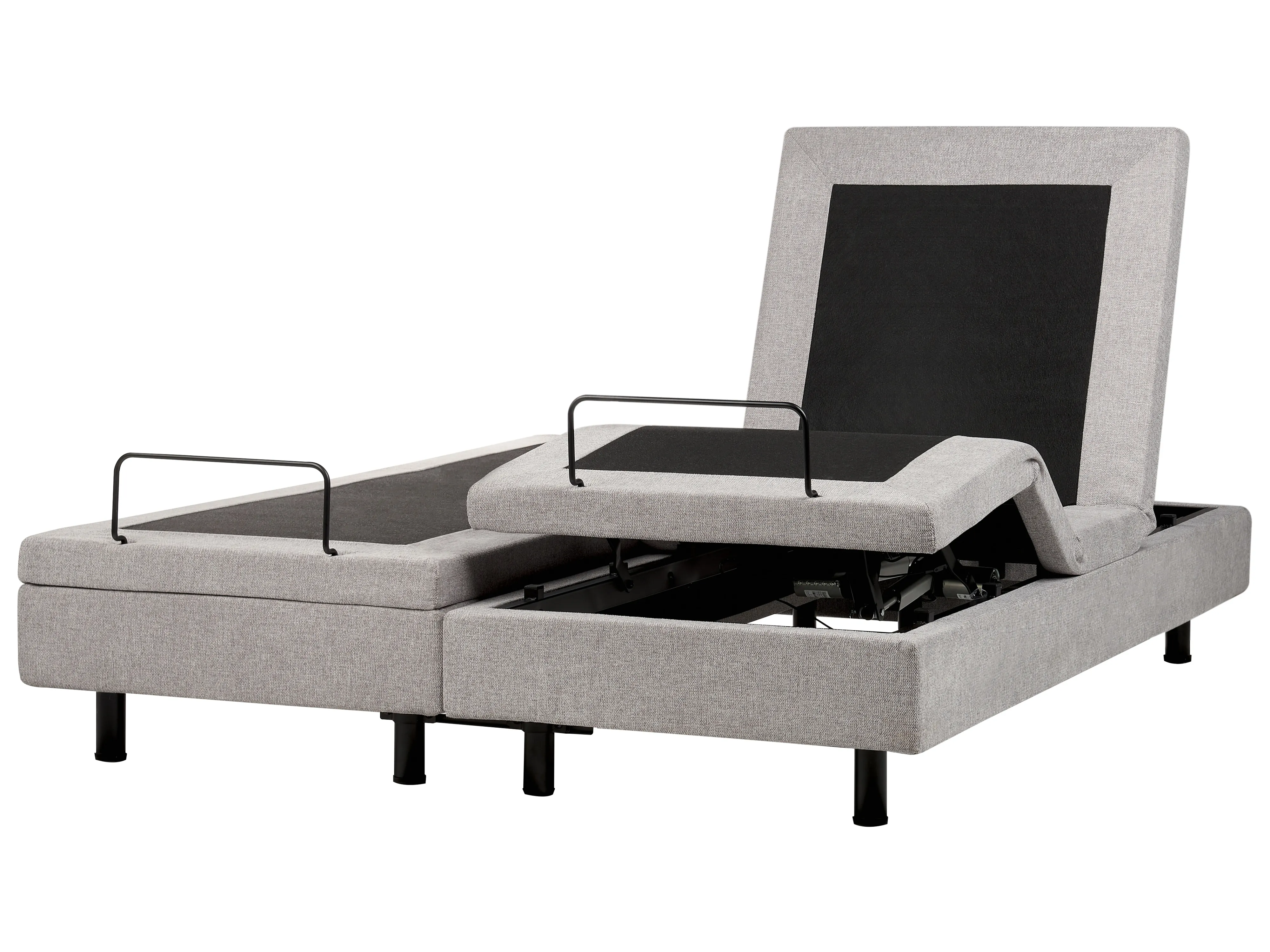 Verstelbaar bed zonder hoofdbord Stof CASTELLAN 160 x 200 cm Lichtgrijs