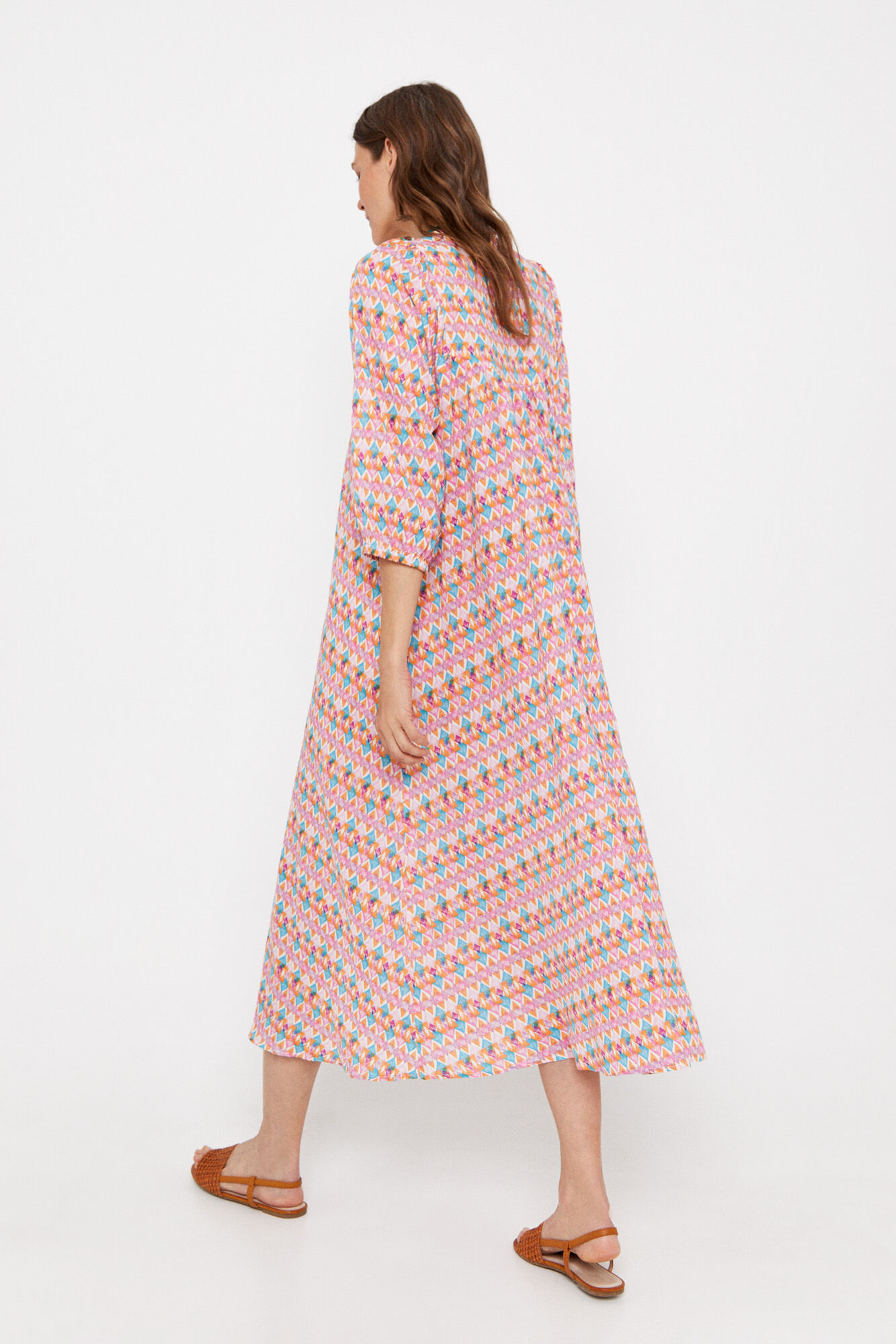 Vestido longo estampado - Multicolorido